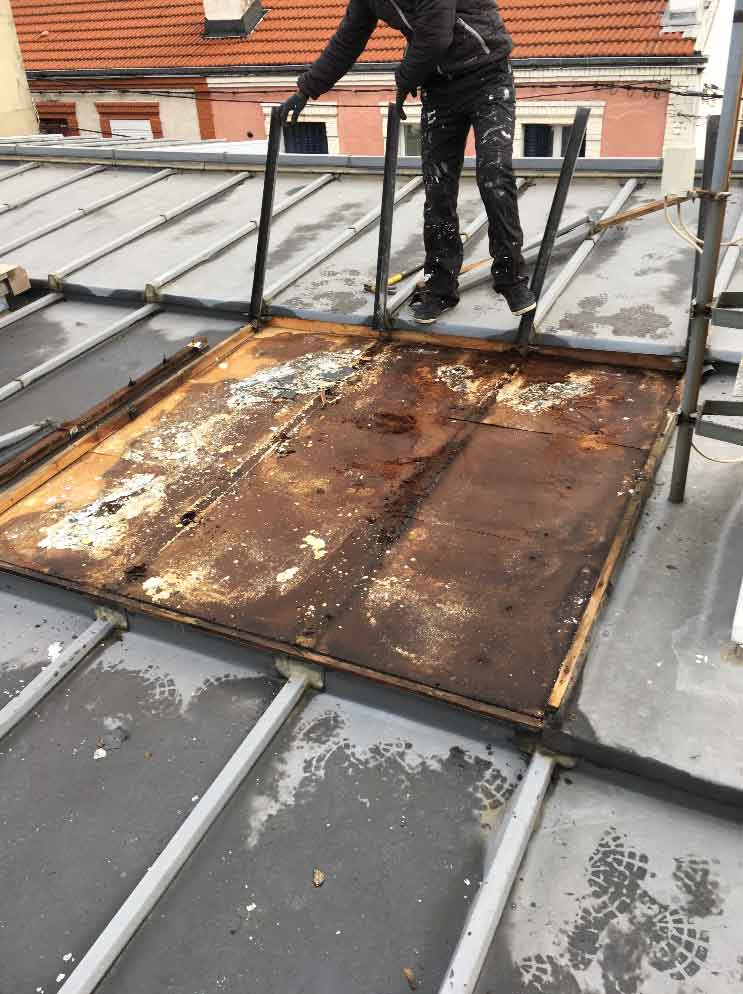 recherche de fuite sur toiture en zinc